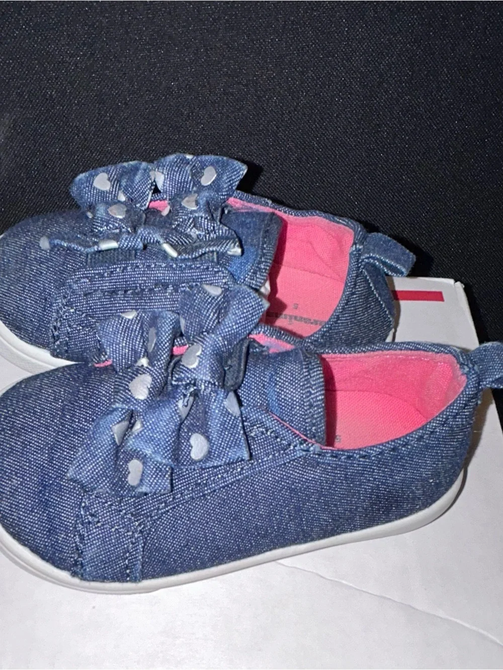 Garanimals Denim Slip-On Sneakers with Heart Bow Accents - Blue